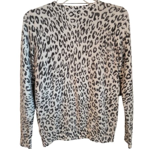 Ann Taylor Sweater Women's Sz SP Black White Leopard Print Rabbit Hair Pullover - Picture 3 of 12